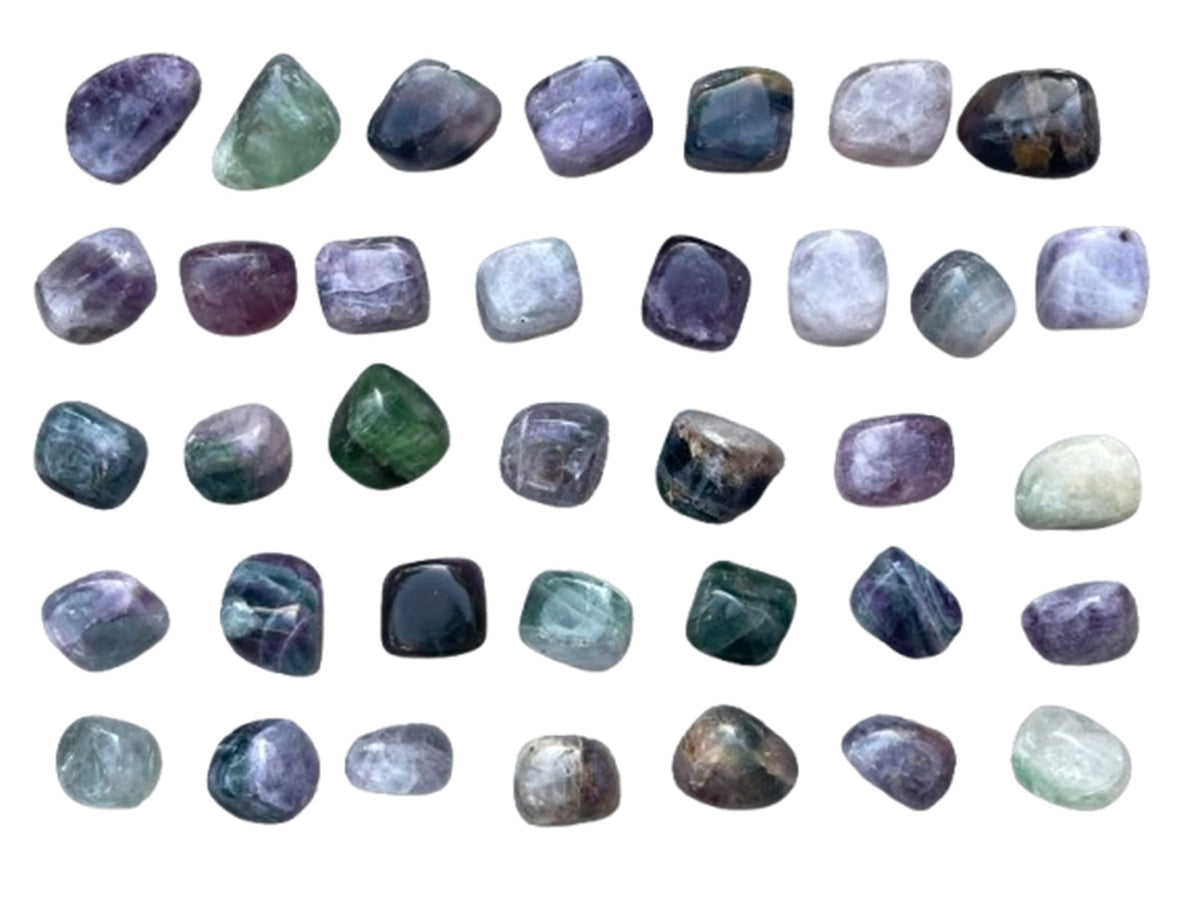 GAF TREASURES 5 Pcs Rainbow Fluorite Tumbled Stones, Polished Natural Rainbow Fluorite Gemstone, Rainbow Fluorite Healing Crystals (Rainbow Fluorite)
