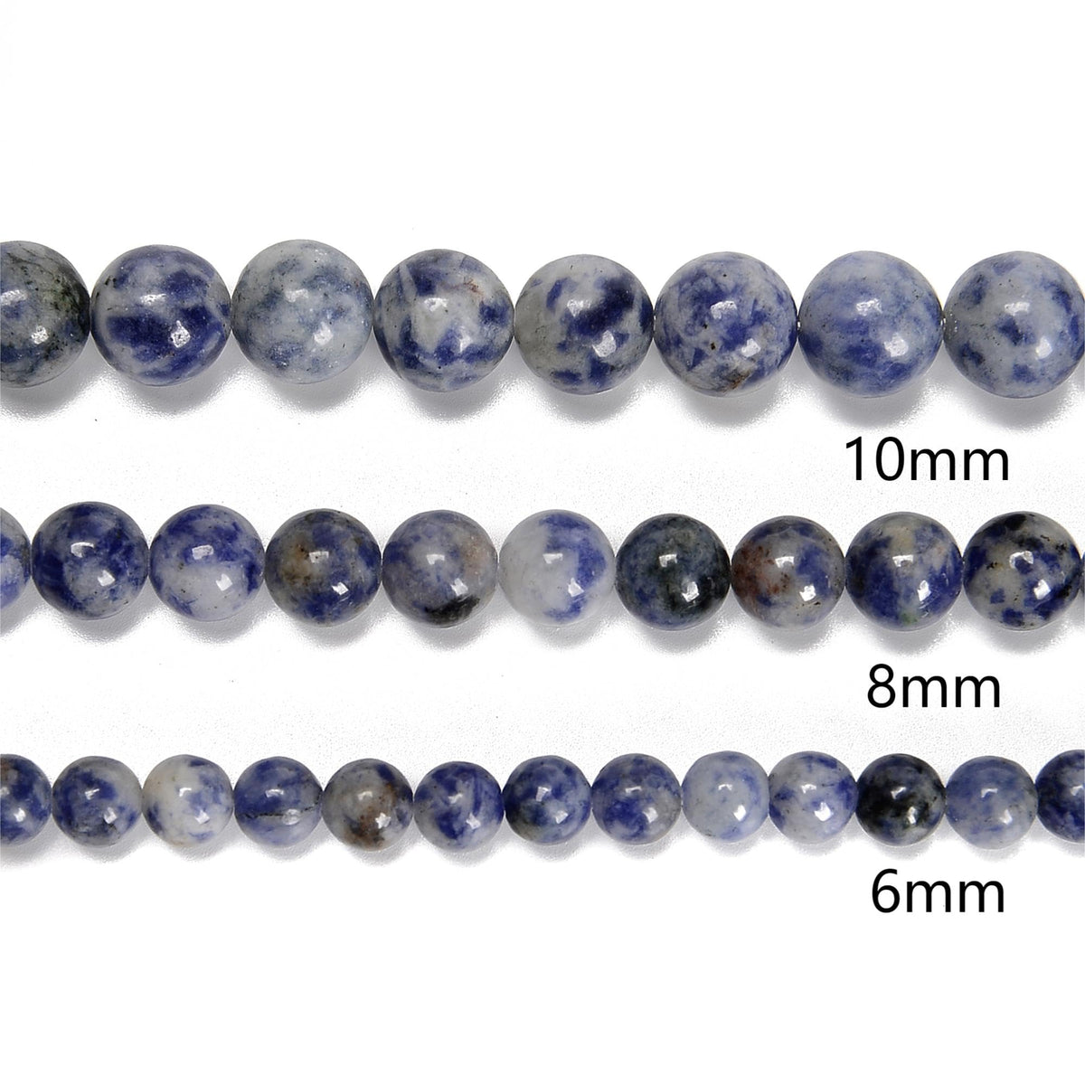 65Pcs 6mm Blue Spot Jasper Natural Round Loose Real Stone Beads Gemstone Genuine for DIY Hand Made Craft Jewelry Bracelet Earring Necklace String Making Energy Healing Power