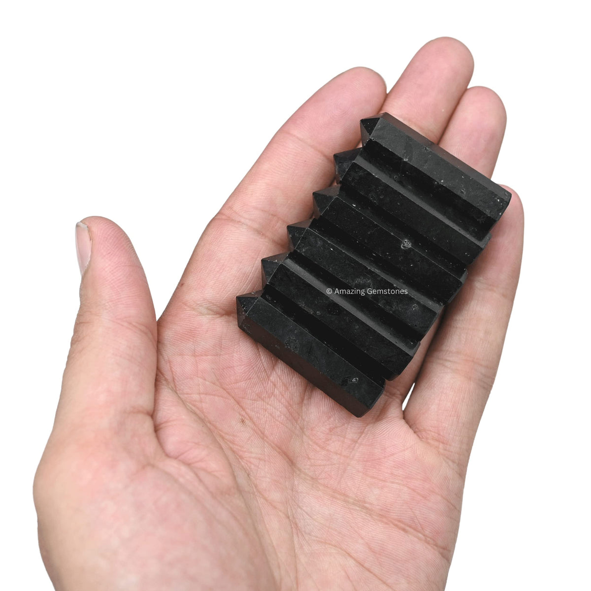 Amazing Gemstone Black Tourmaline Crystal Points Bulk Healing Crystals and Stones - Pack of 3 Single Terminated Healing Wand Point Bulk Crystals for Crafts, Crystal Grid, DIY Work - Premium Crystals