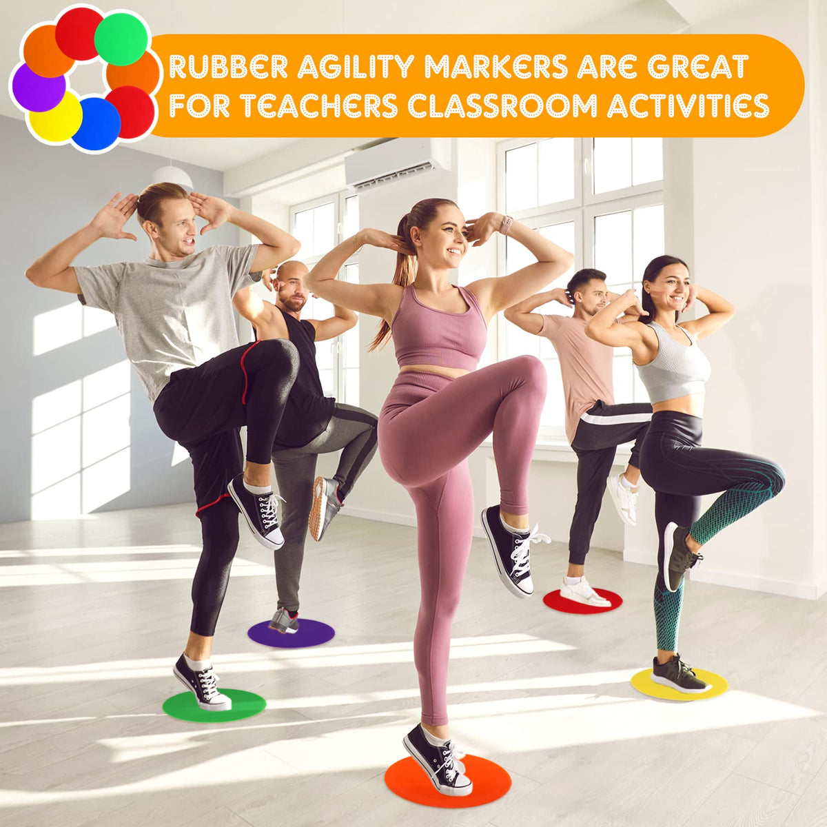 Haull Spot Markers Floor Spots with Bag Non Slip Vinyl Poly Dots for Gym Floor Basketball Football Soccer Sports Speed Agility Training Gym Dance(60 Pcs,7.87 Inch)