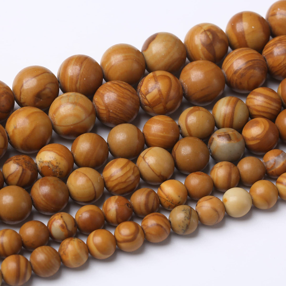 8MM Woodgrain Jasper Round Loose Beads Natural Gem Beads Crystal Energy Stone Beads for Jewelry Making DIY Bracelet Necklace
