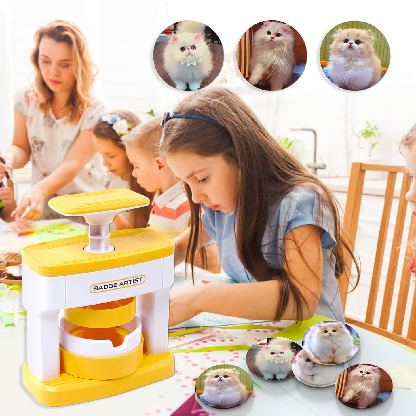Button Maker Machine,2.71inch Pin Maker Machine with 48 pcs Button Parts,DIY Pin Button Maker Press Machine with Blank Round Sheet,Badge Protective Cover, Circle Cutter,Magic Book Present Box