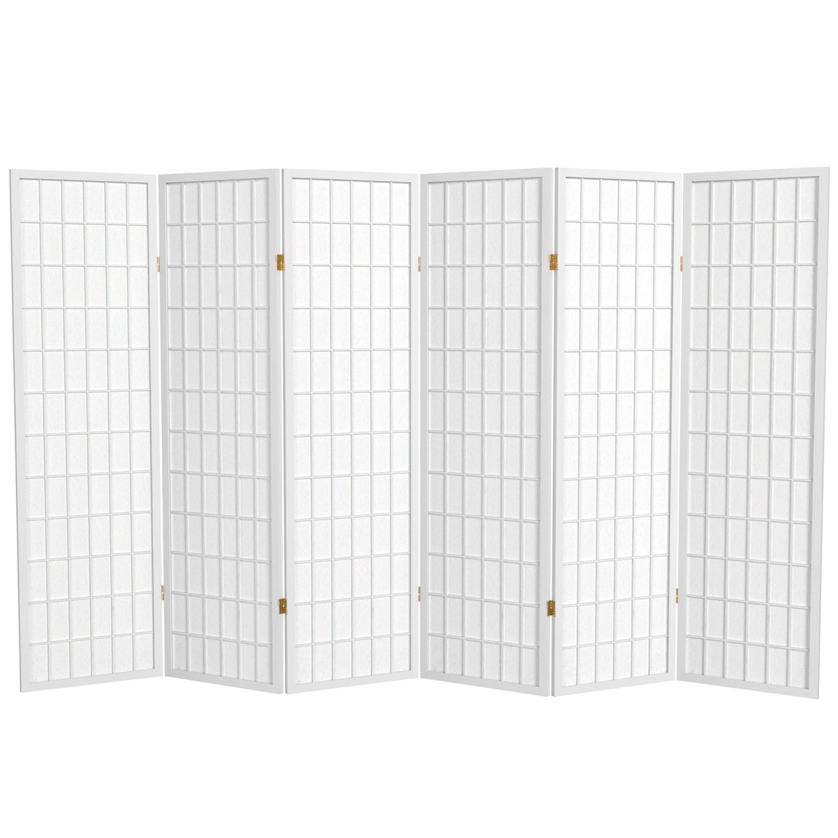 Red Lantern 5 ft. Tall Window Pane Shoji Screen - White - 6 Panels