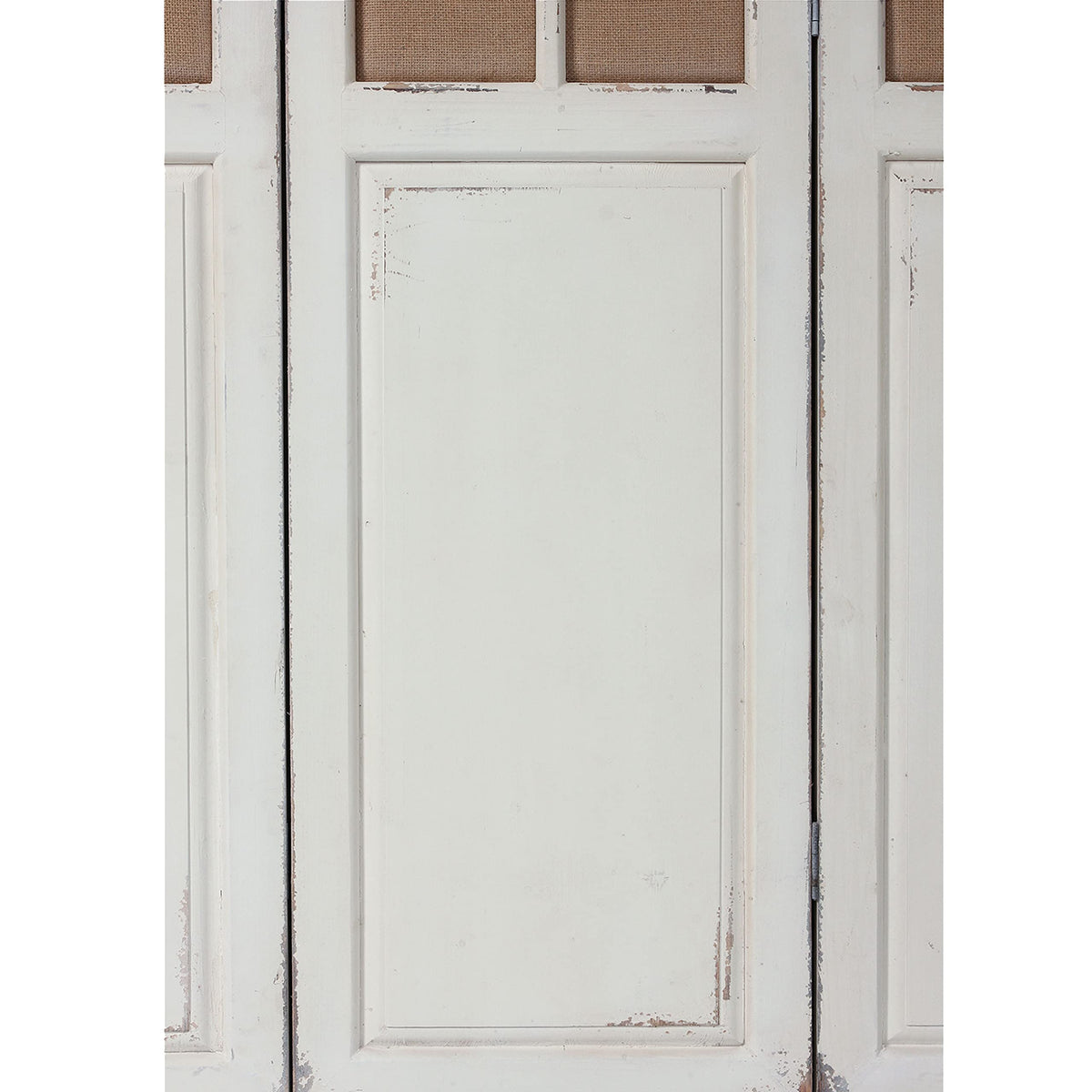 Solid Wooden 3 Panel Room Dividers and Folding Privacy Screens, Handcrafted Rustic 6Ft Tall Room Divider Wall, Wood&Linen Unique Freestanding Room Partition White, Privacy Panel for Bedroom Outdoor
