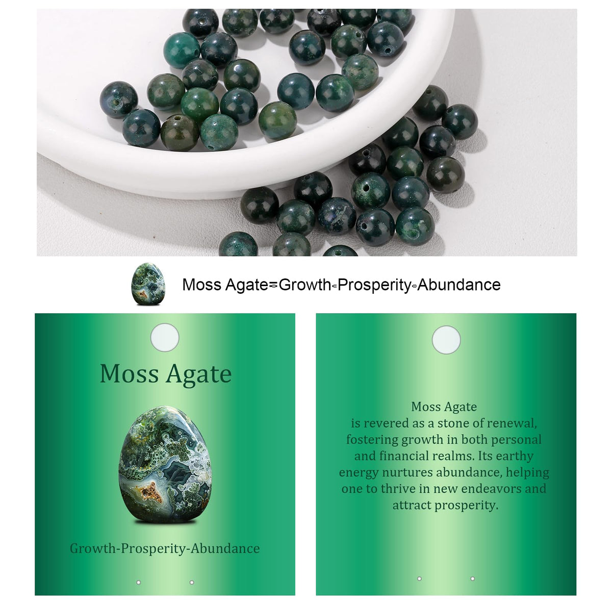 Vinswet 90pcs 4mm Moss Agate Natural Stone Beads Round Genuine Real Stone Beading Loose Gemstones DIY Smooth Bead for Bracelet Necklace Earrings Jewelry Making