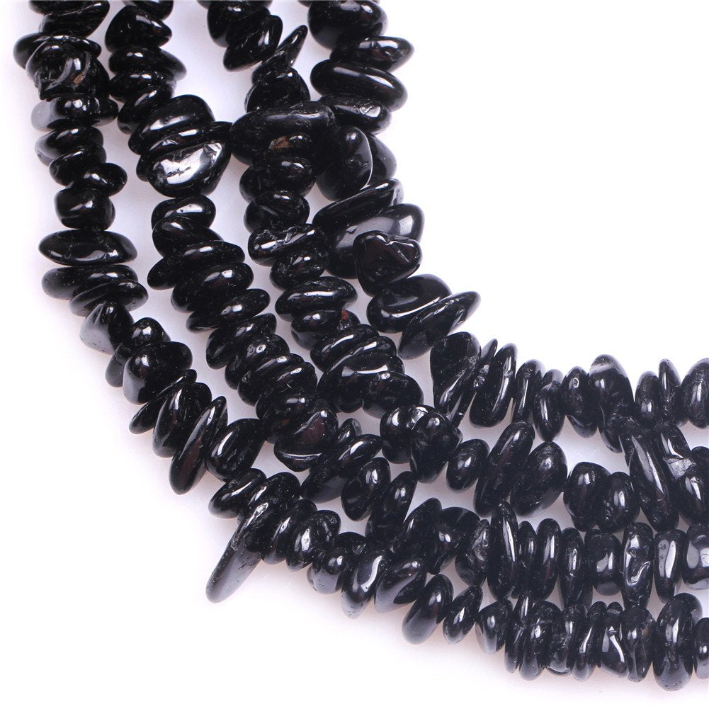 Black Tourmaline Beads for Jewelry Making Natural Semi Precious Gemstone 7x13mm Freeform Strand 15" JOE FOREMAN
