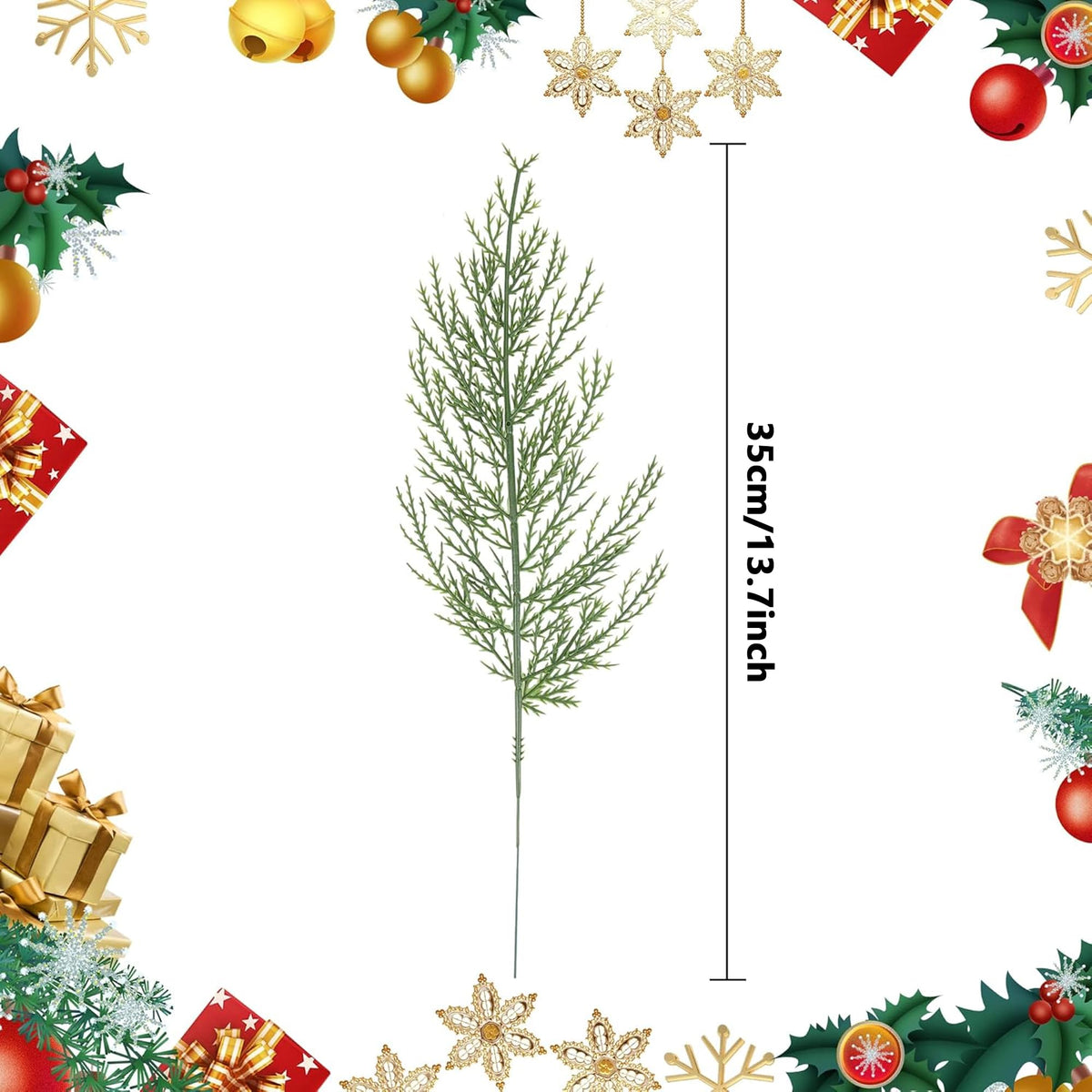 Alpurple 40 PCS Artificial Pine Leaves Branches-13.7 Inches Fake Greenery Pine Sprigs-Faux Picks for DIY Garland Wreath Christmas Embellishing and Home Garden Decoration (40PCS)