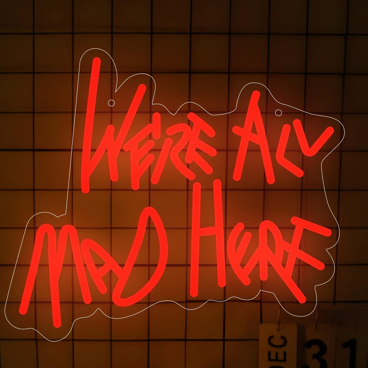 Neonawall Neon Sign for Wall Decor Light Up Letters Business Led Sign Birthday Party Gifts Led Decorative Night Signs Room Decorations Birthday Party Signs for Bar Club (We’ re All Mad Here)