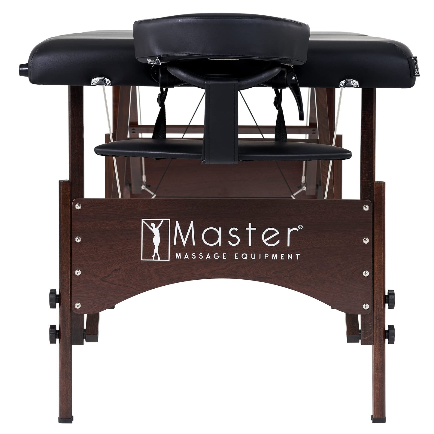 Master Massage 28" Argo Portable Spa and Beauty Table in Black with Walnut Legs