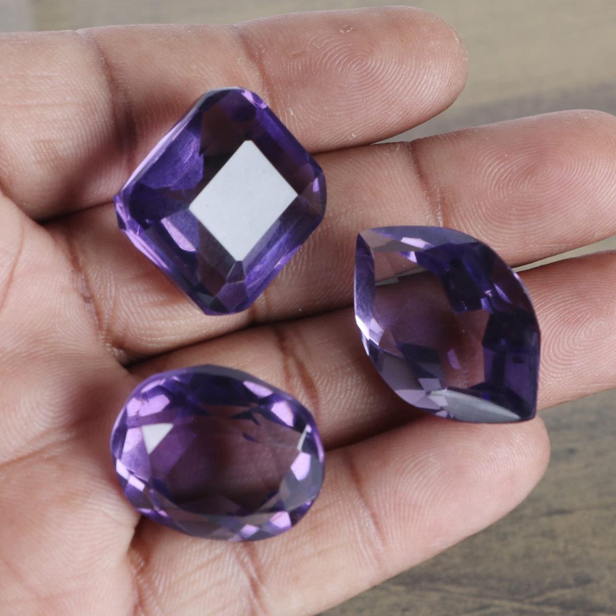 GEMHUB Brazilian Top Ranking 80.00 Carats Violet Amethyst Mix Shape Set of 3 Pcs Violet Amethyst Loose Gemstone Beads