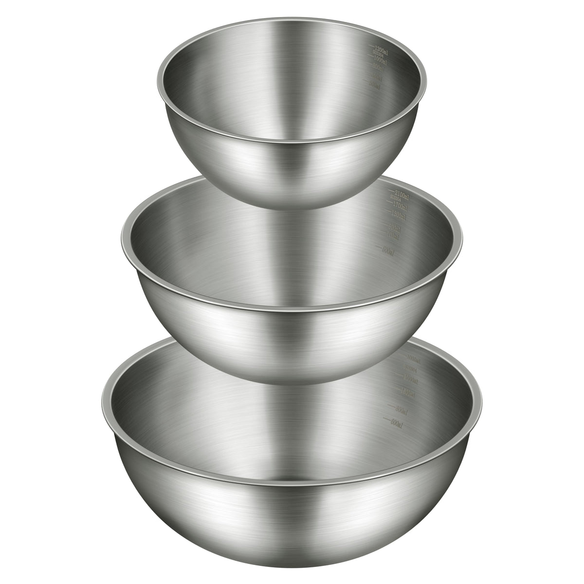 Gronivex Stainless Steel Mixing Bowls Set, Food Grade 304, Dishwasher Safe & Stackable for Baking, Tossing Salads, and Meal Prep for Your Kitchen (3 pack-1.45,2.22,3.38qt, no lid)