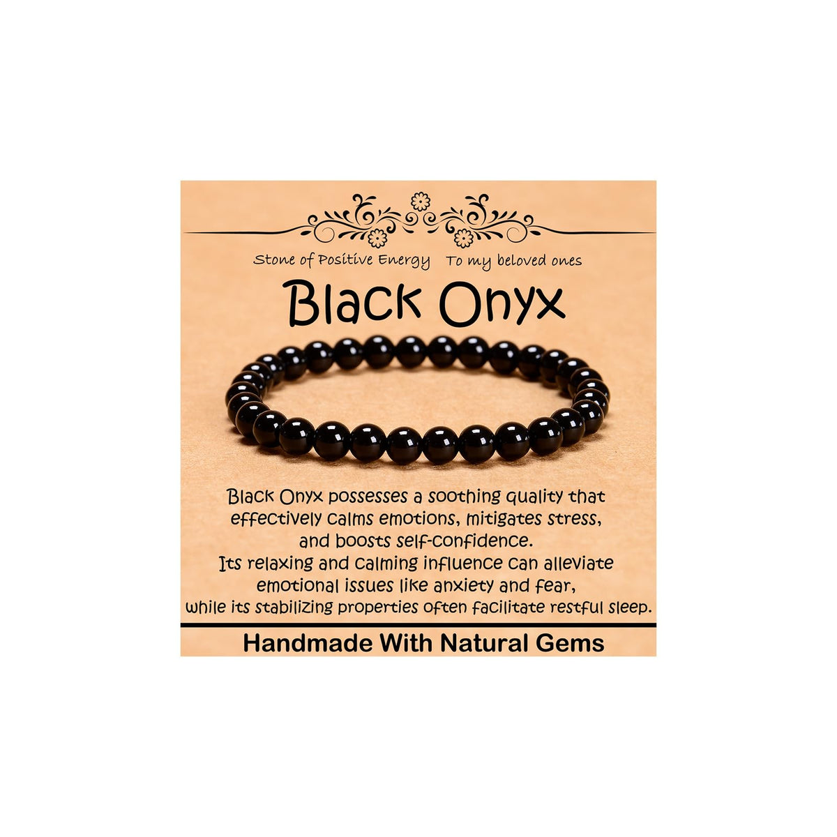 CHCCOYE 6mm Natural Healing Gemstone Bracelet Handmade Yoga Stretch Elastic Bracelet Stress Relief Crystal Jewelry for Men and Women (6mm, Black Onyx)