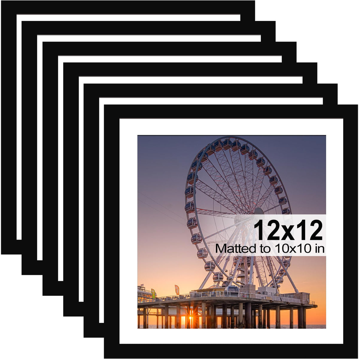 BESCRCL 12x12 Picture Frame Black Set of 6, Diamond Art Painting Frames Display Photo 10x10 or 12 x 12 without Mat, Wall Hanging Frame with Plexiglass