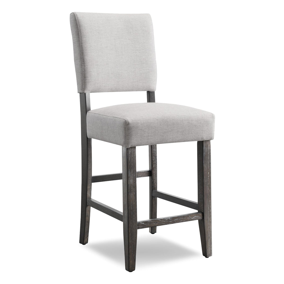 Leick Home Brax Counter Height Stool with Upholstered Back and Wood Base – Set of 4 for Elevated Kitchen Counters, High Top Tables, and Bars – Modern Chairs in Blackbean and Heather Gray, 214932