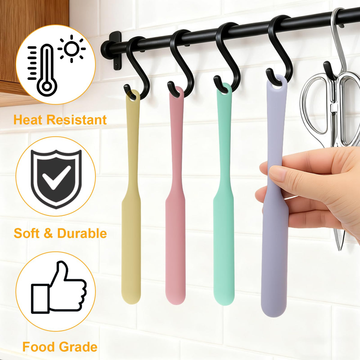 Palksky Silicone Chocolate Melting Cup Set with 4 Silicone Measuring Cups (250ml & 350ml) and 4PCS Heat-Resistant Jar Spatulas, Non-Stick Baking Tools for DIY Chocolate, Butter & Cream Mixing