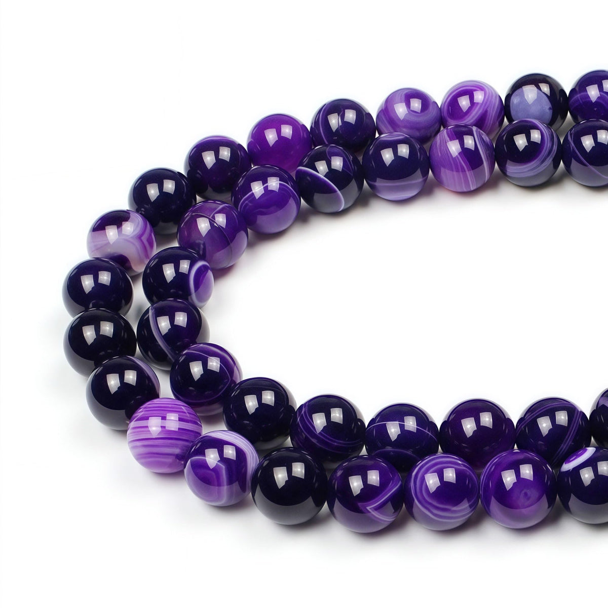 MJDCB Natural Stone Beads Purple Striped Agate Round Loose Beads for Jewelry Making DIY Bracelet Necklace (4mm)