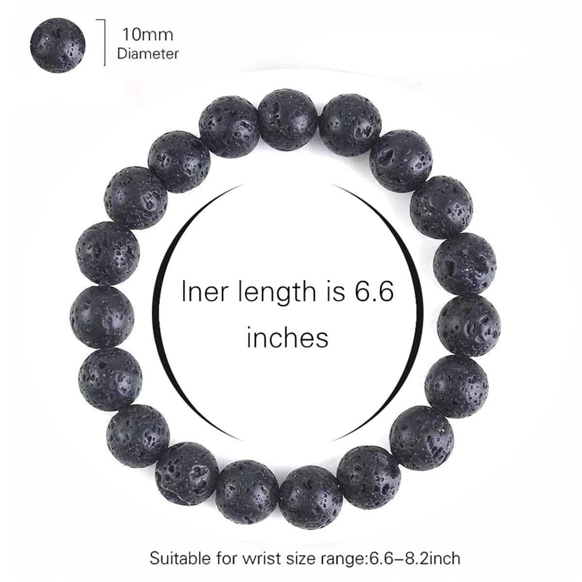 Cryhand Handmade 8mm Beaded Bracelets For Men Protection Bracelet For Women Chakra Feng Shui Stretchy Handmade Lucky Money Stretchy Crystal Bracelets Best Gifts (Lava 3PCS)
