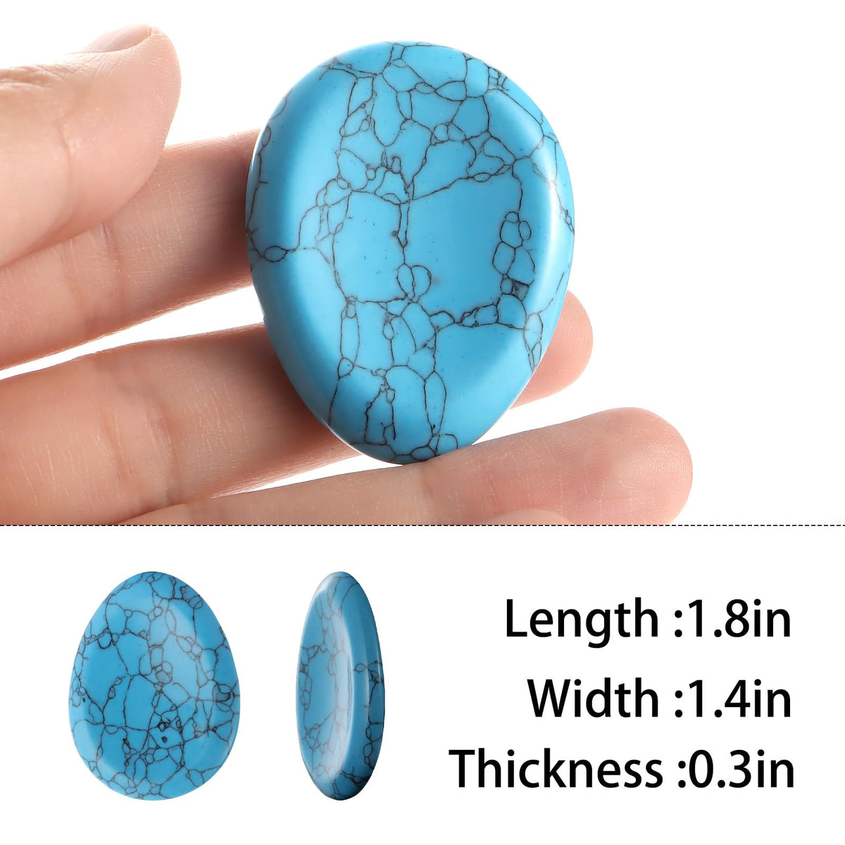 Artistone Turquoise Crystal Chakra Thumb Worry Stone Teardrop Reiki Healing Stone Pocket Palm Stones for Anxiety Stress Relief Meditation
