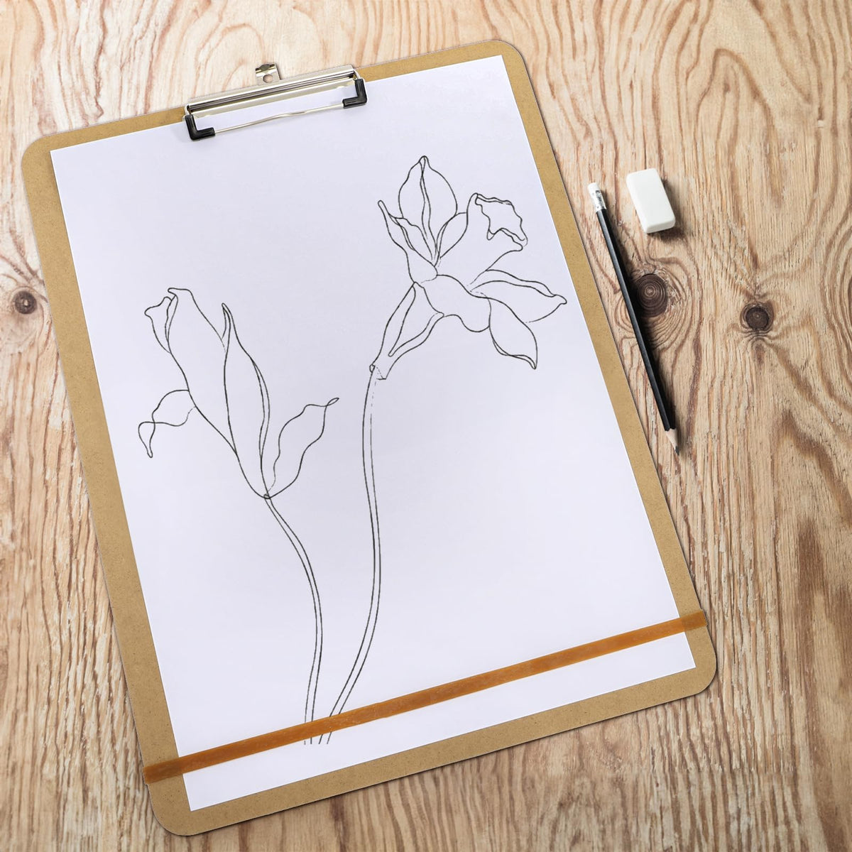 Frcctre 4 Pack 13x17 Inch Artist Sketch Boards with Handle, Portable Wooden Artist Drawing Boards Art Clipboards with Clip and Rubber Bands for Class or Studio Sketching, Drawing, Painting