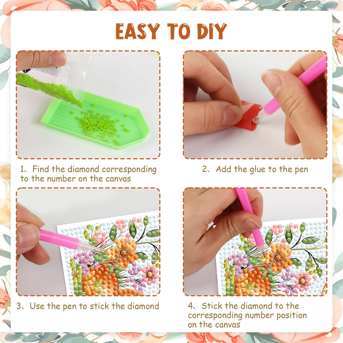 Cheerupp 4 Pcs Woodland Animal Diamond Art Kits for Kids, Cute Jungle Animal DIY Creative Diamond Art Sticker Craft by Number for Adults Beginner, Full Round Drill Gem Art for Home Wall Decor