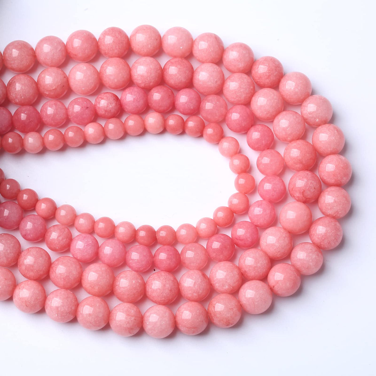 36pcs 10mm Natural Pink Jades Beads Rhodochrosite Chalcedony Round Beads for Jewelry Making DIY Bracelet Crystal Energy Healing Power Stone (10mm, Pink Chalcedony)