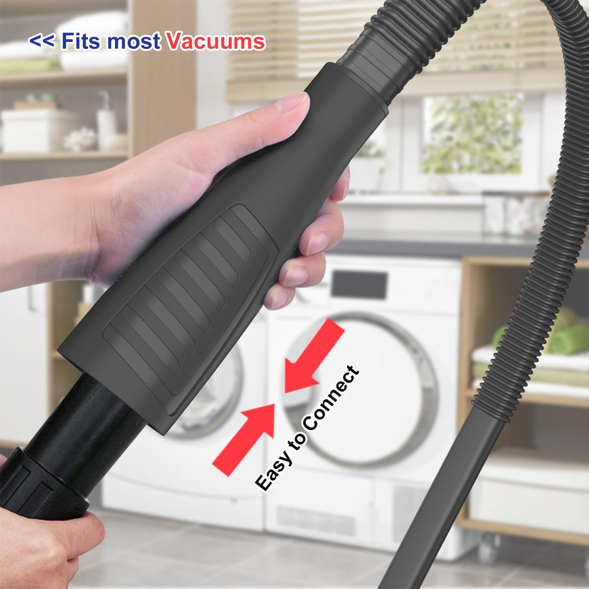 Sealegend 2 Pieces Dryer Vent Cleaner Kit and Flexible Dryer Lint Brush Vacuum Hose Attachment Power Lint Remover Refrigerator Coil Brush, Black