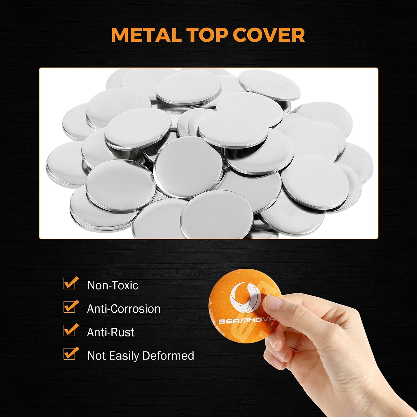 BEAMNOVA 1000 Sets of Round Button Maker Supplies 25mm / 0.98 in (Approx. 1 inch) for Round Pin Maker, Plastic Clip Bottom & Tinplate Top with Transparent Film, Machine NOT Included