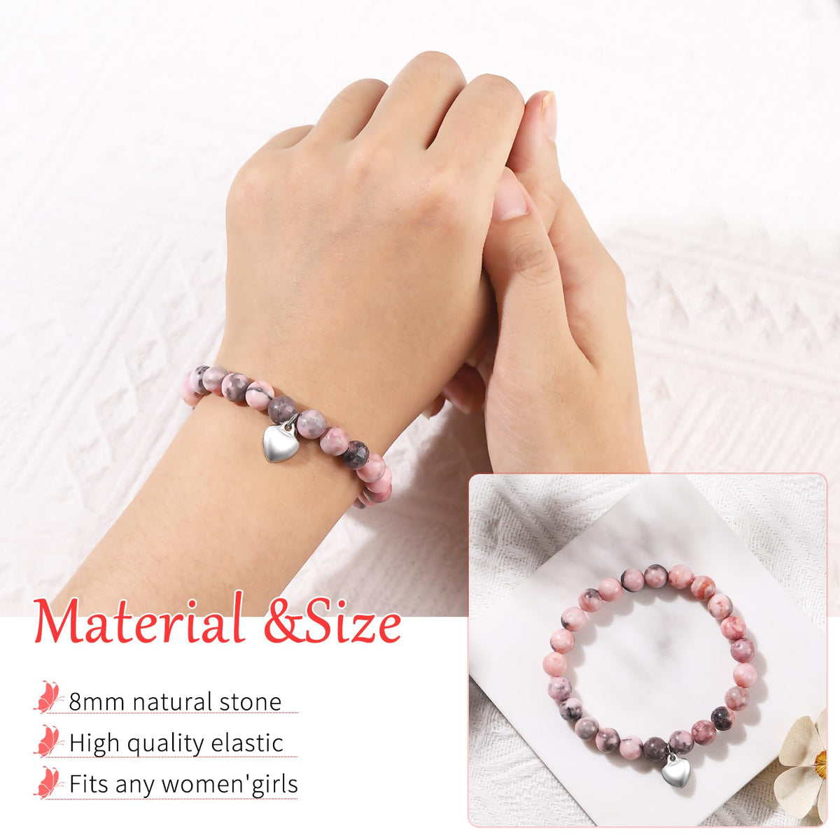 KORATER Get Well Soon Gifts for Women,Natural Stone Healing Bracelet, Inspirational Gifts for Women Teen Girls