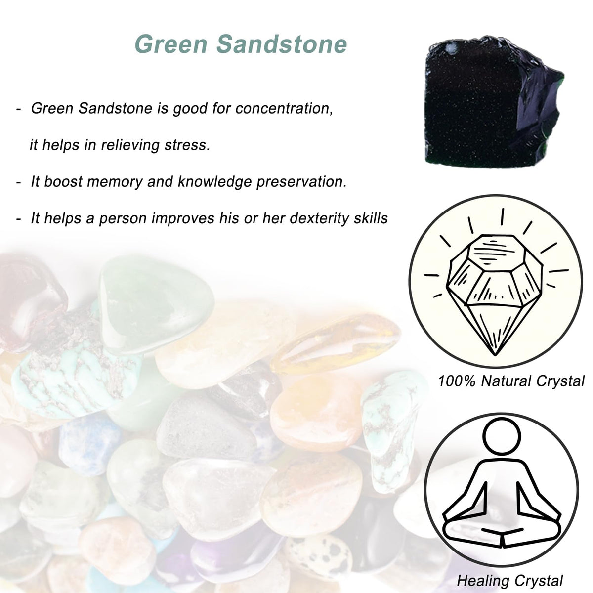 Erliway 1.25-2" Green Sandstone Raw Crystals, Natural Rough Green Sandstone, Healing Raw Stones for Fountain Rock, Home Decor Meditation Energy Balancing Wire Wrapping Wicca & Reiki