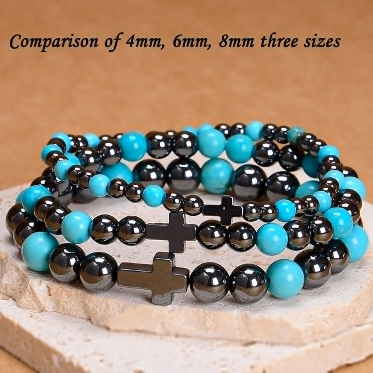 CHCCOYE 4mm Natural Healing Gemstone Bracelet Handmade Yoga Stretch Elastic Bracelet Stress Relief Crystal Jewelry for Men and Women (4mm FAITH)