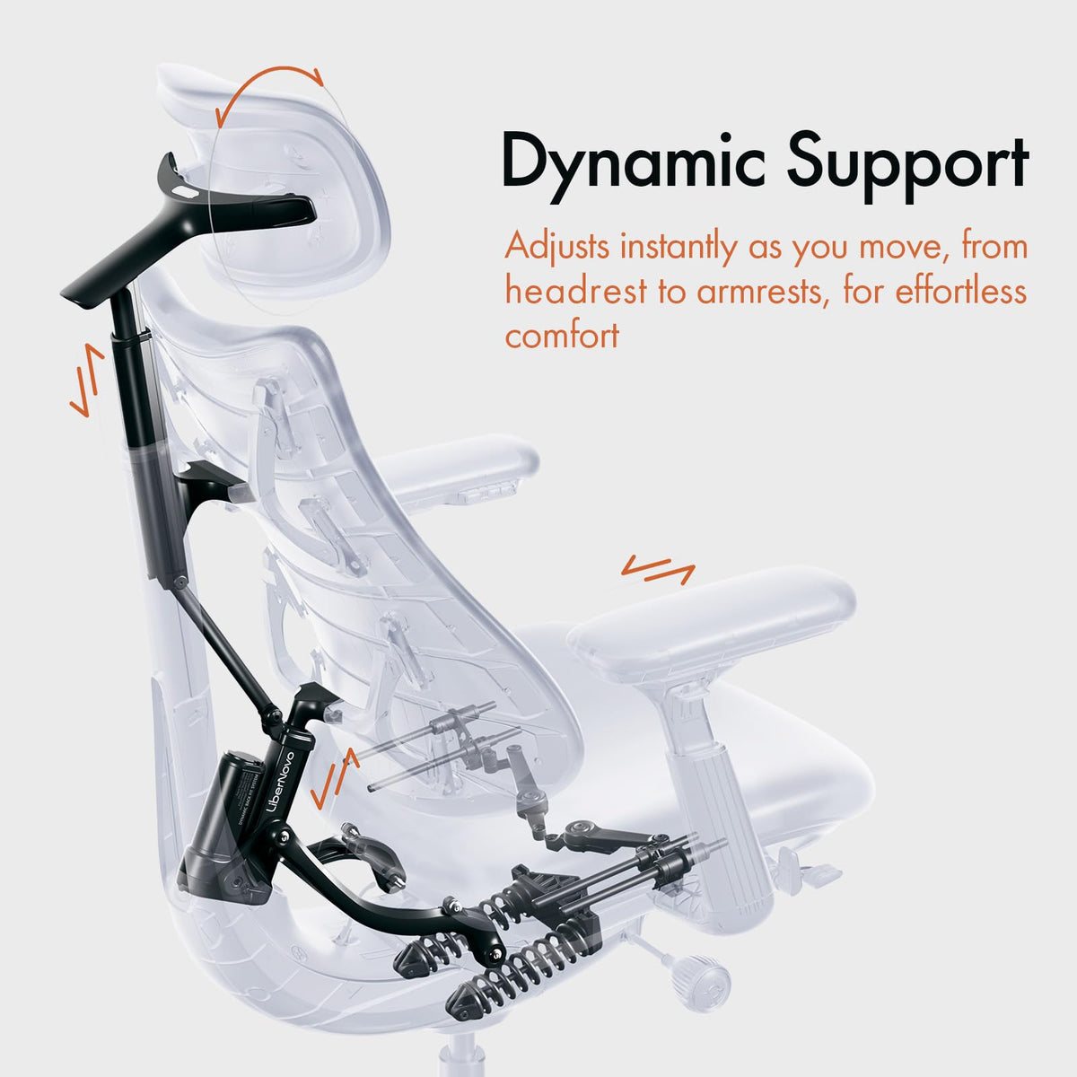 LiberNovo Dynamic Ergonomic Desk Chair + StepSync Footrest + Extra Battery Bundle - Comfy Home Office Chair with Adaptive Lumbar Support, 160° Recline & Built-in Spine Stretch, Black+48cm