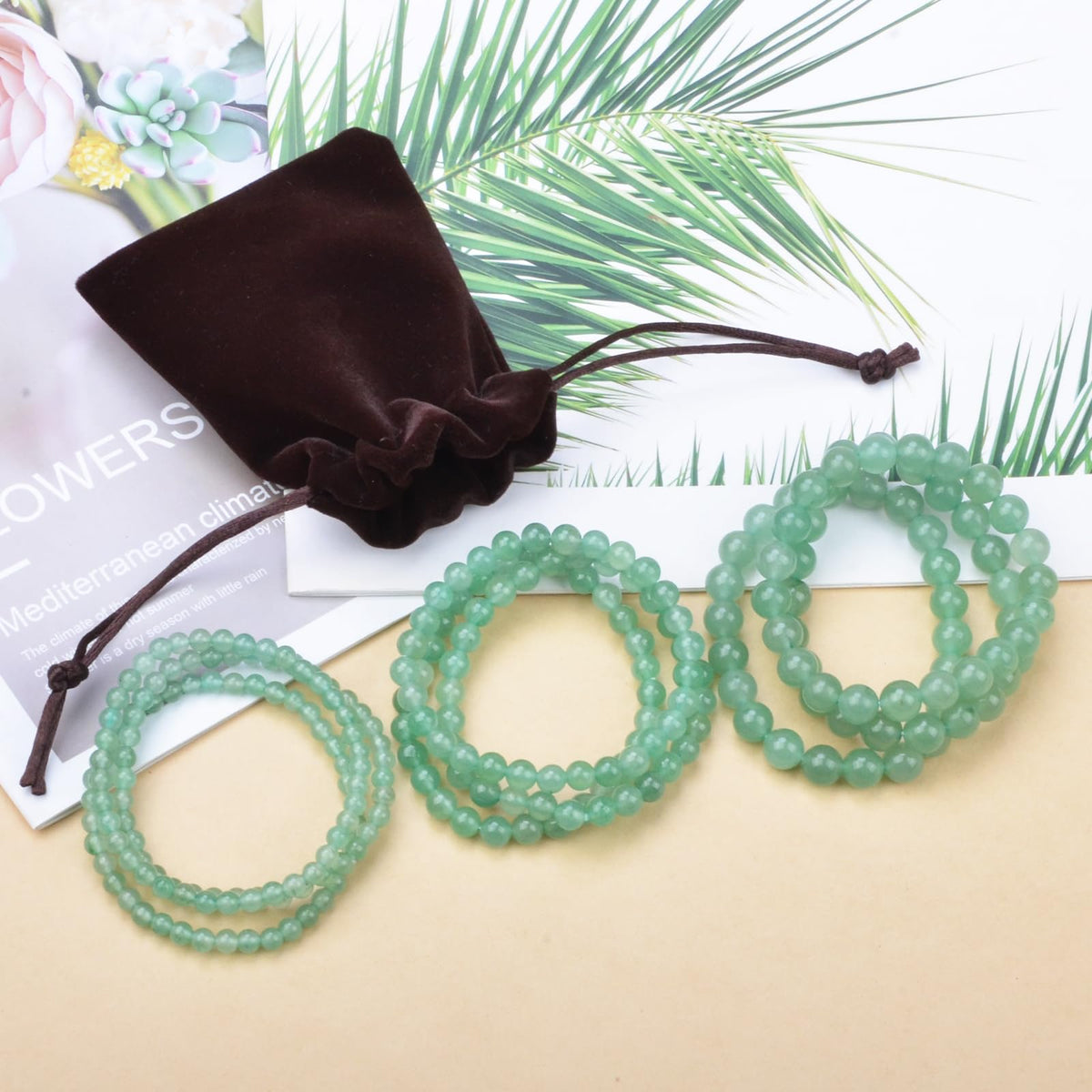 CHCCOYE 6mm Natural Healing Gemstone Bracelet Handmade Yoga Stretch Elastic Bracelet Stress Relief Crystal Jewelry for Men and Women (6mm, Green Aventurine)