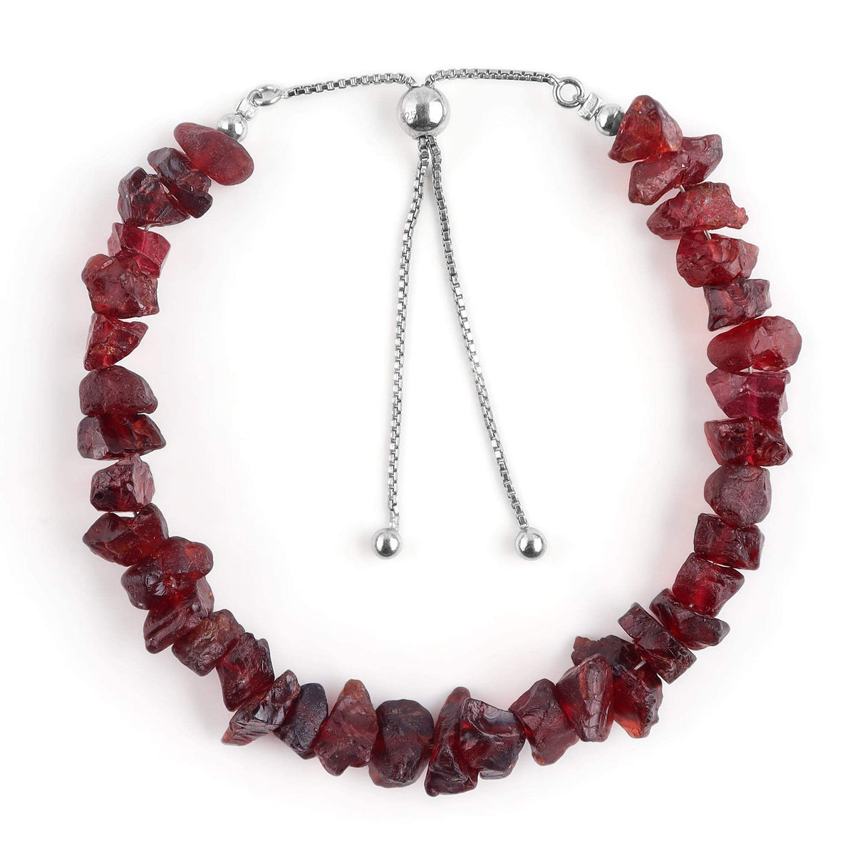 OdrillionGems Natural Raw Garnet Gemstone Bolo Bracelet, Rough Stone, Chakra Healing Crystals, 925 Sterling Silver, Handmade, January Birthstone, Adjustable Slider, Women Jewelry, Valentine Gifts