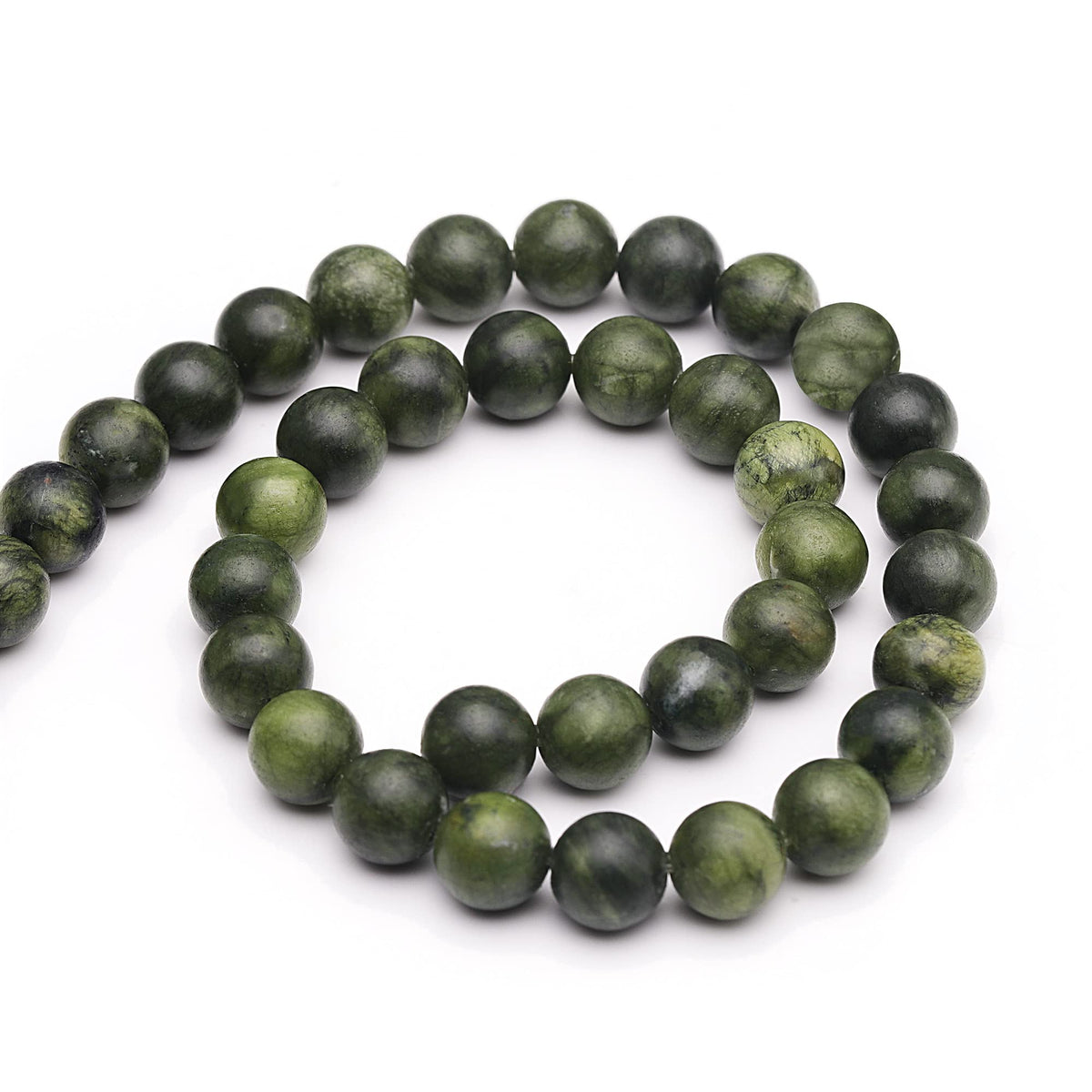 Youngbling Natural Jade Beads for Jewelry Making,8mm Green Jade Polished Round Smooth Stone Beads,Genuine Real Stone for Bracelet Necklace 15 Inch(Green Jade,8mm)