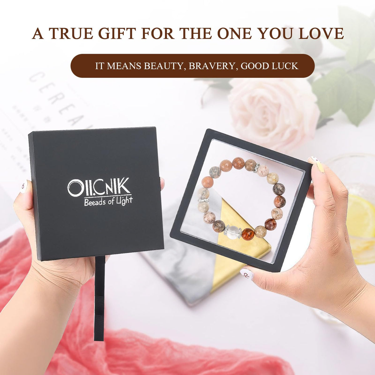 oilcnik Natural Stone Gemstone Charm Bracelet – Graduation & Birthday Gifts for Her, Handmade Gifts for Women: Mother’s Day, Valentine’s & Anniversary