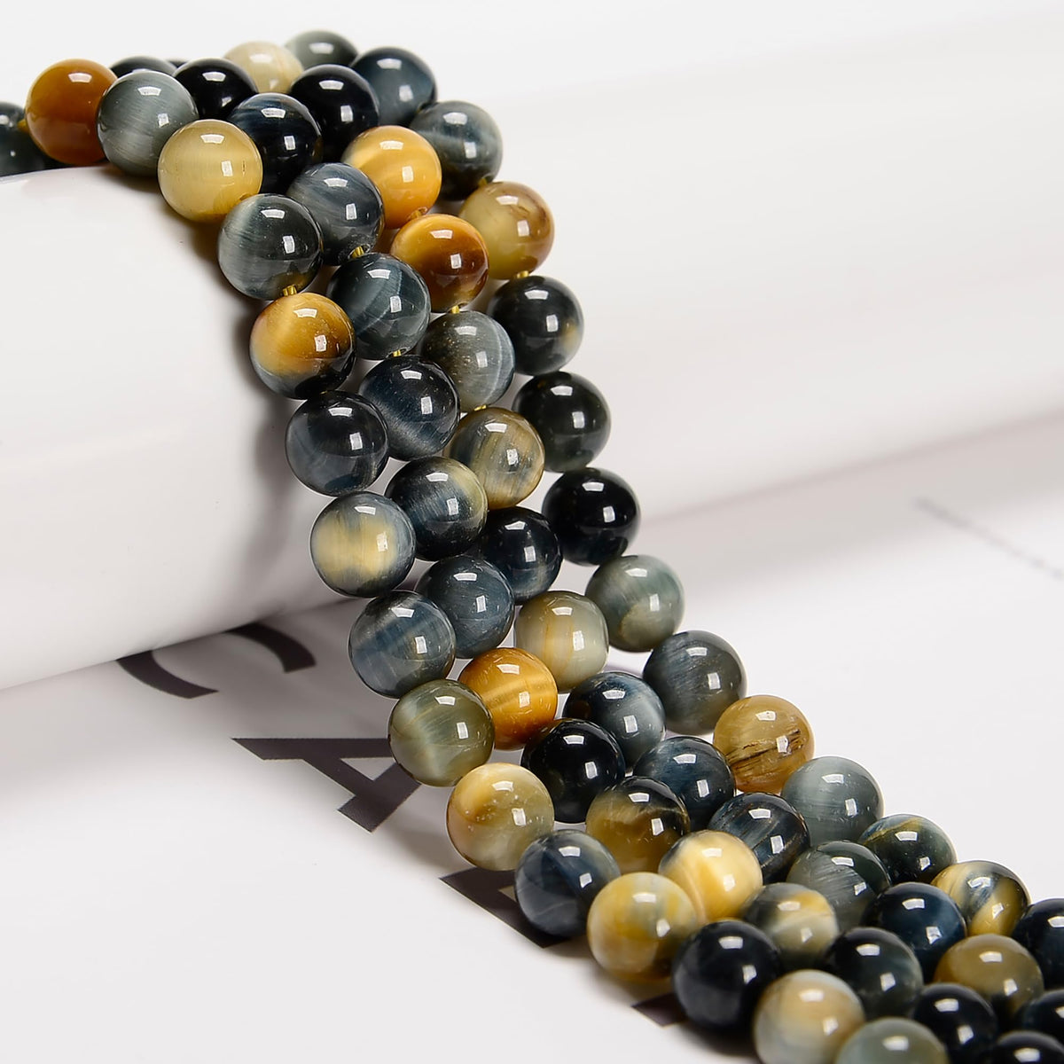 48Pcs 8mm Dream Tiger Eye Gemstone Natural Round Loose Real Stone Beads Gemstone Genuine for DIY Hand Made Craft Jewelry Bracelet Earring Necklace String Making Energy Healing Power