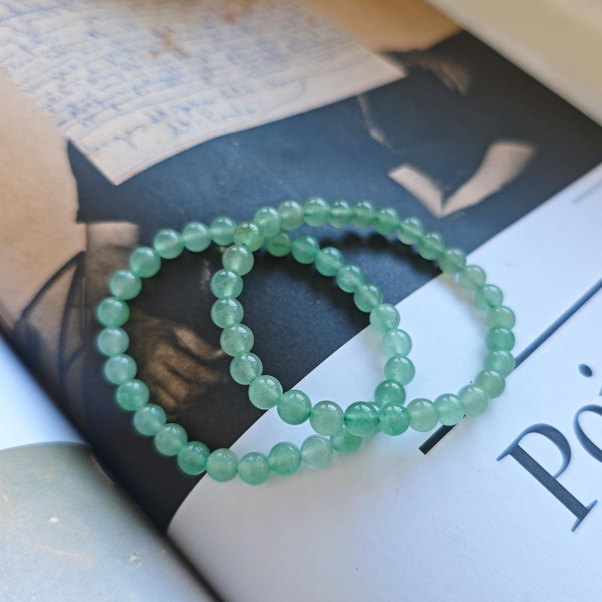 CHCCOYE 6mm Natural Healing Gemstone Bracelet Handmade Yoga Stretch Elastic Bracelet Stress Relief Crystal Jewelry for Men and Women (6mm, Green Aventurine)