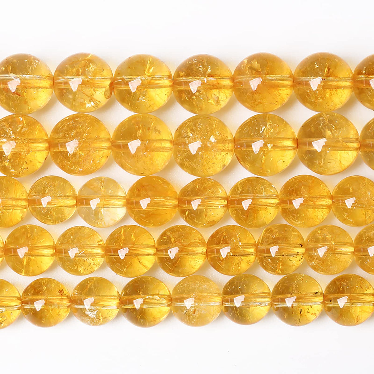 160PCS 4MM Natural Citrine Yellow Quartz Crystal Round Spacer Loose Beads for Jewelry Making DIY Bracelet Necklace