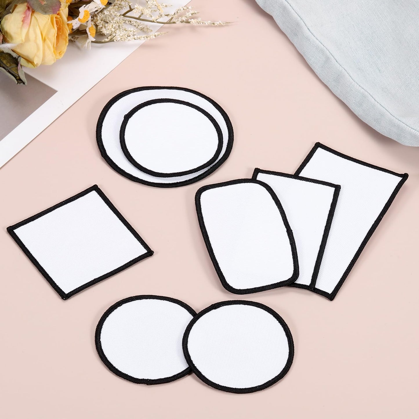 PATIKIL Sublimation Blank Patches Fabric Rectangular Iron-on Repair Blank Patches for Hat Caps Clothes Shoes Bags Backpacks DIY Crafts, 30 Pcs, White, 2.4x4