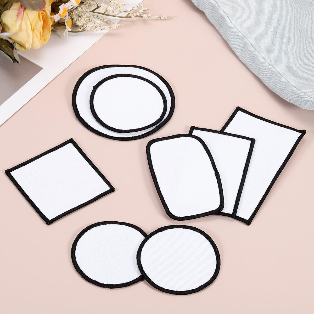 PATIKIL Sublimation Blank Patches Fabric Rectangular Iron-on Repair Blank Patches for Hat Caps Clothes Shoes Bags Backpacks DIY Crafts, 30 Pcs, White, 2.4x4