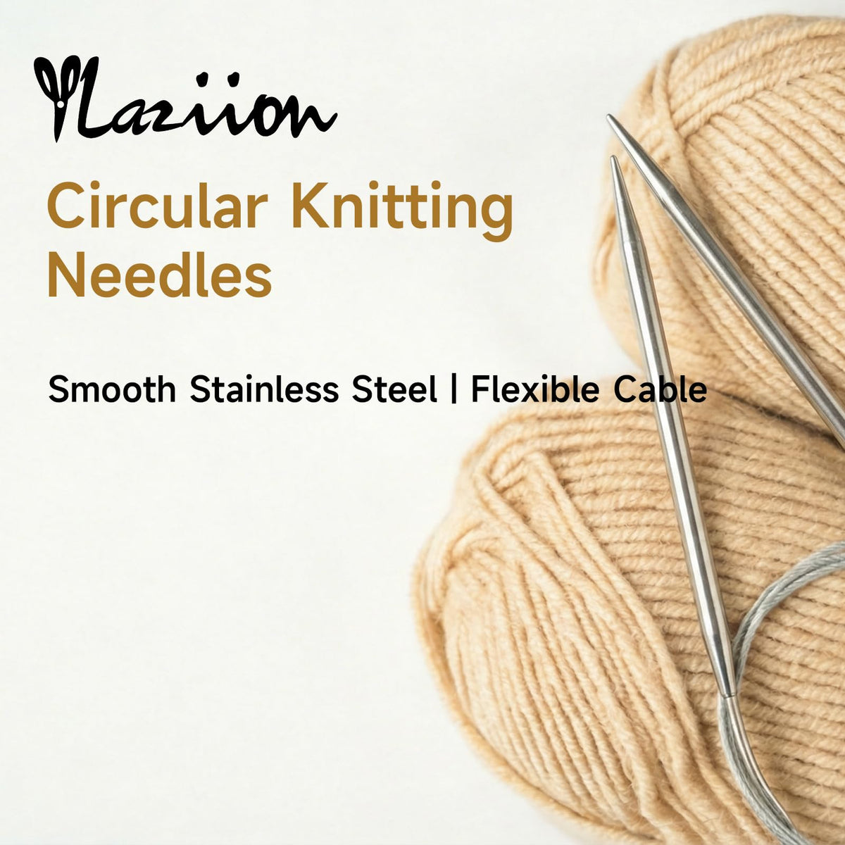 YLAZIION 40 Inch Circular Knitting Needles Size US 8 (5.0mm), Long Stainless Steel Knitting Needle, Metal Circle Knit Tools with Flexible Cord for Large Blanket Afghan, 101cm
