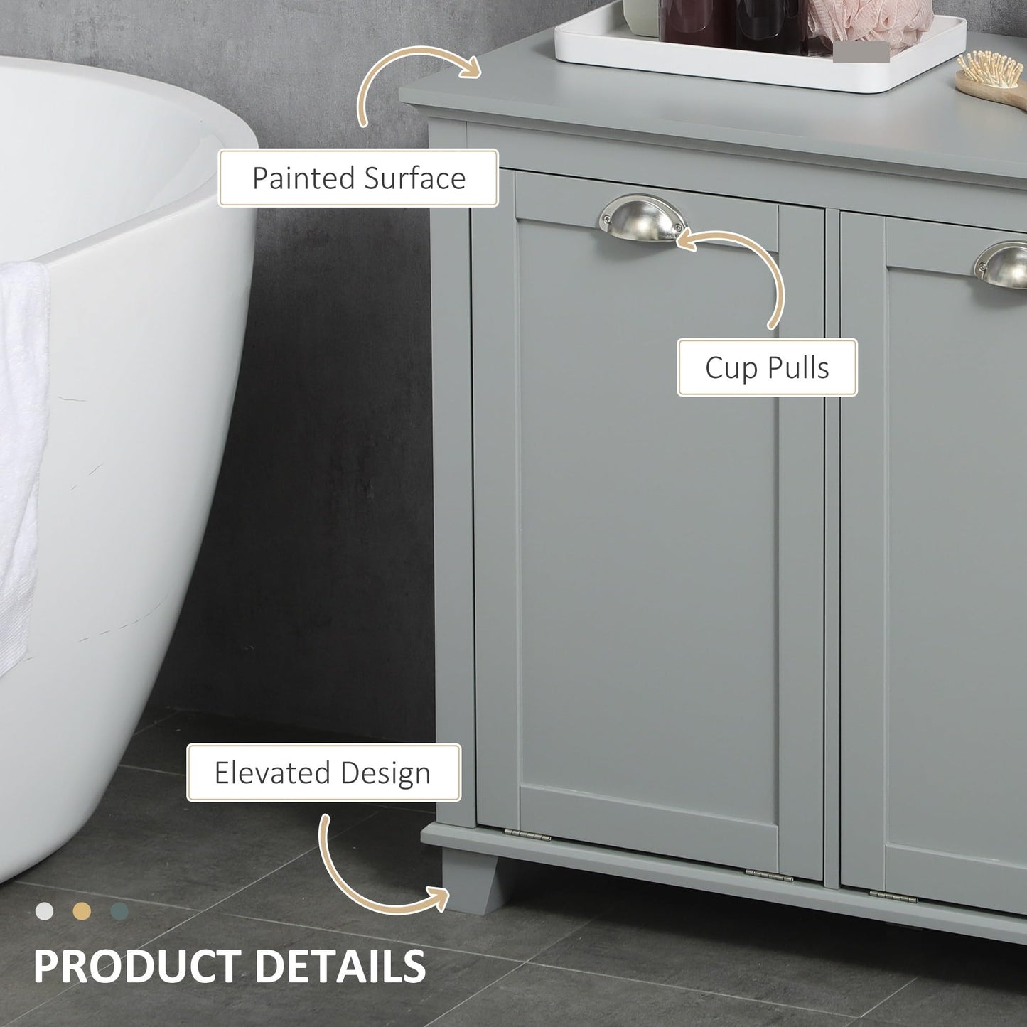 Modern Tilt-Out Laundry Sorter Cabinet, Bathroom Storage Organizer with Two-Compartment Tilt-Out Hamper,for The Kitchen