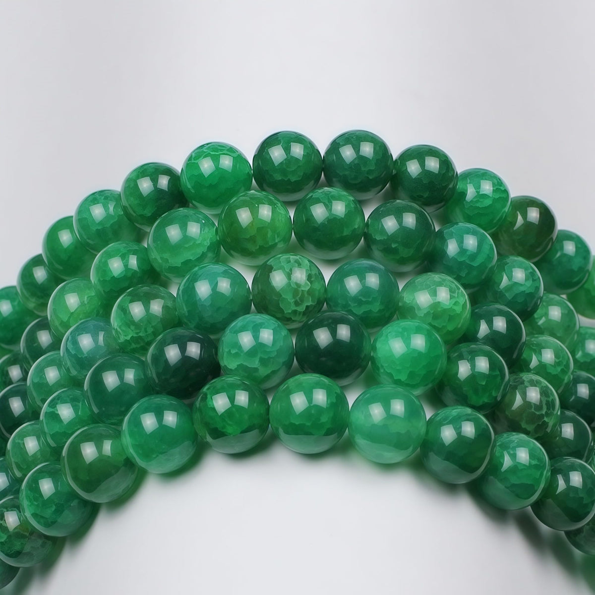 MJDCB Natural Stone Beads 8mm 43pcs Round Green Dragon Vein Agate Loose Gemstone Bead Charms for Jewelry Making Bracelet Necklace Earring Pendant