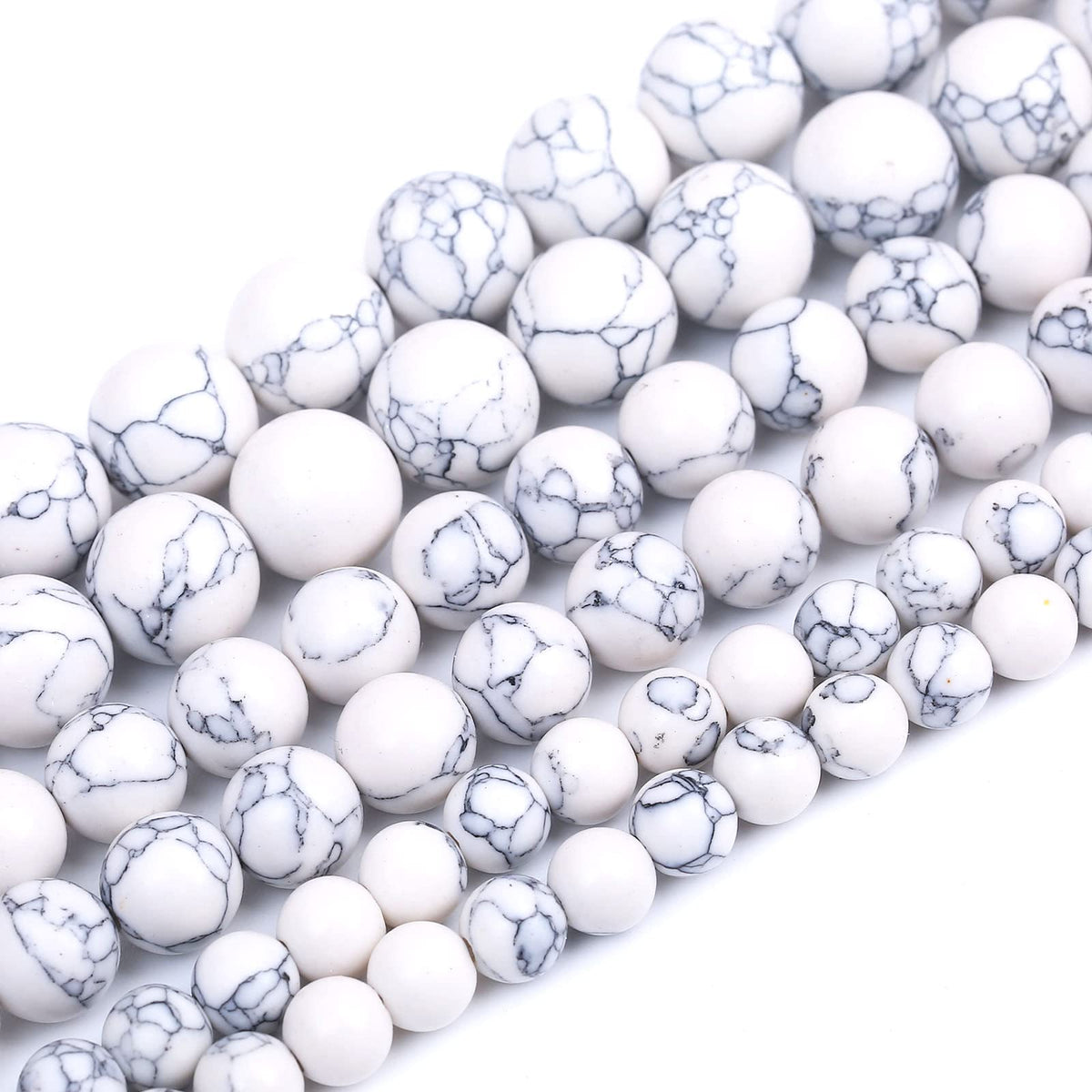 32PCS 12MM White Howlite Turquoises Round Loose Beads Natural Gemstone Beads for Jewelry Making DIY Bracelet Necklace 15"