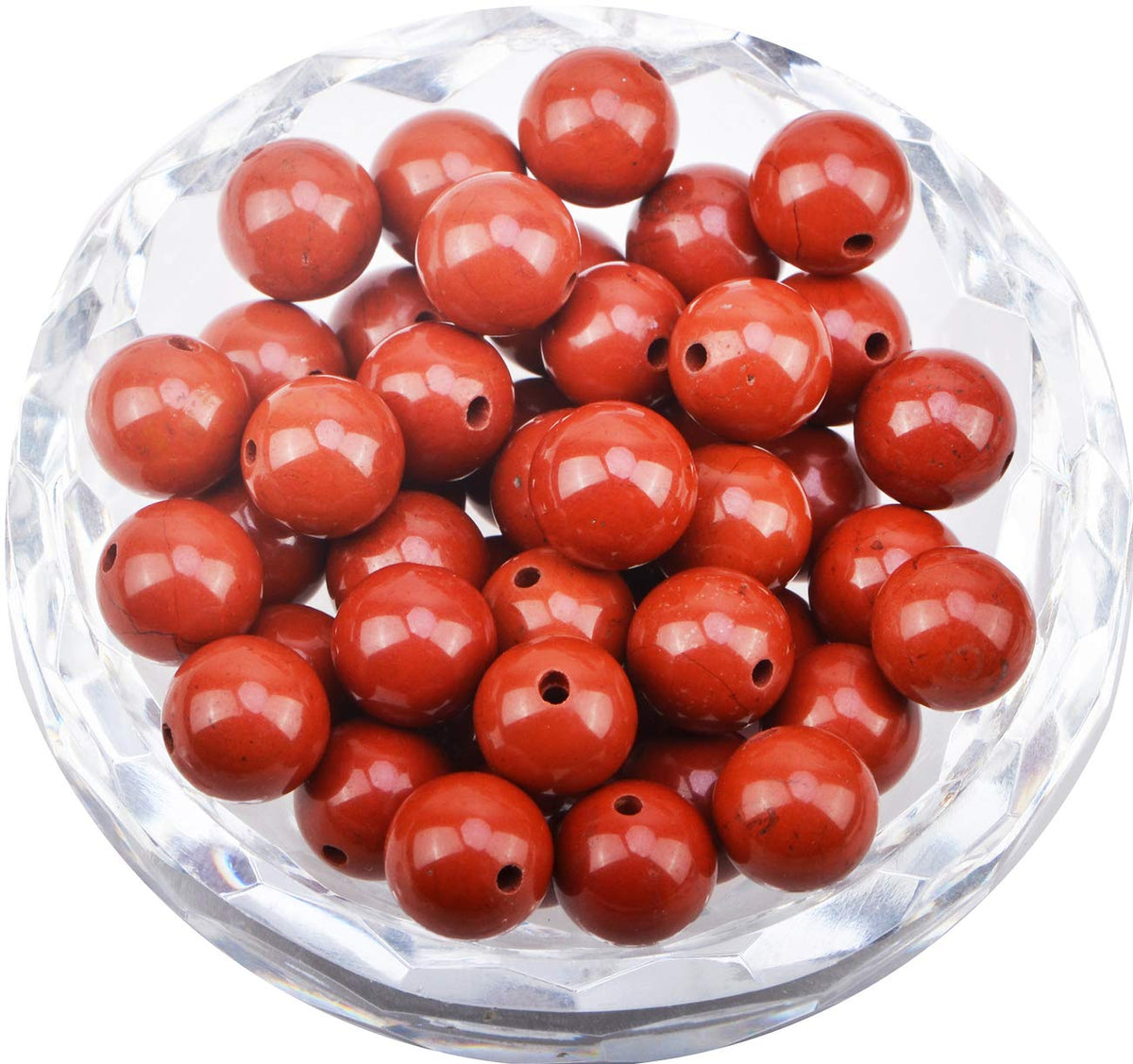 100Pcs Natural Crystal Beads Stone Gemstone Round Loose Energy Healing Beads with Free Crystal Stretch Cord for Jewelry Making (Red Jasper, 8MM)