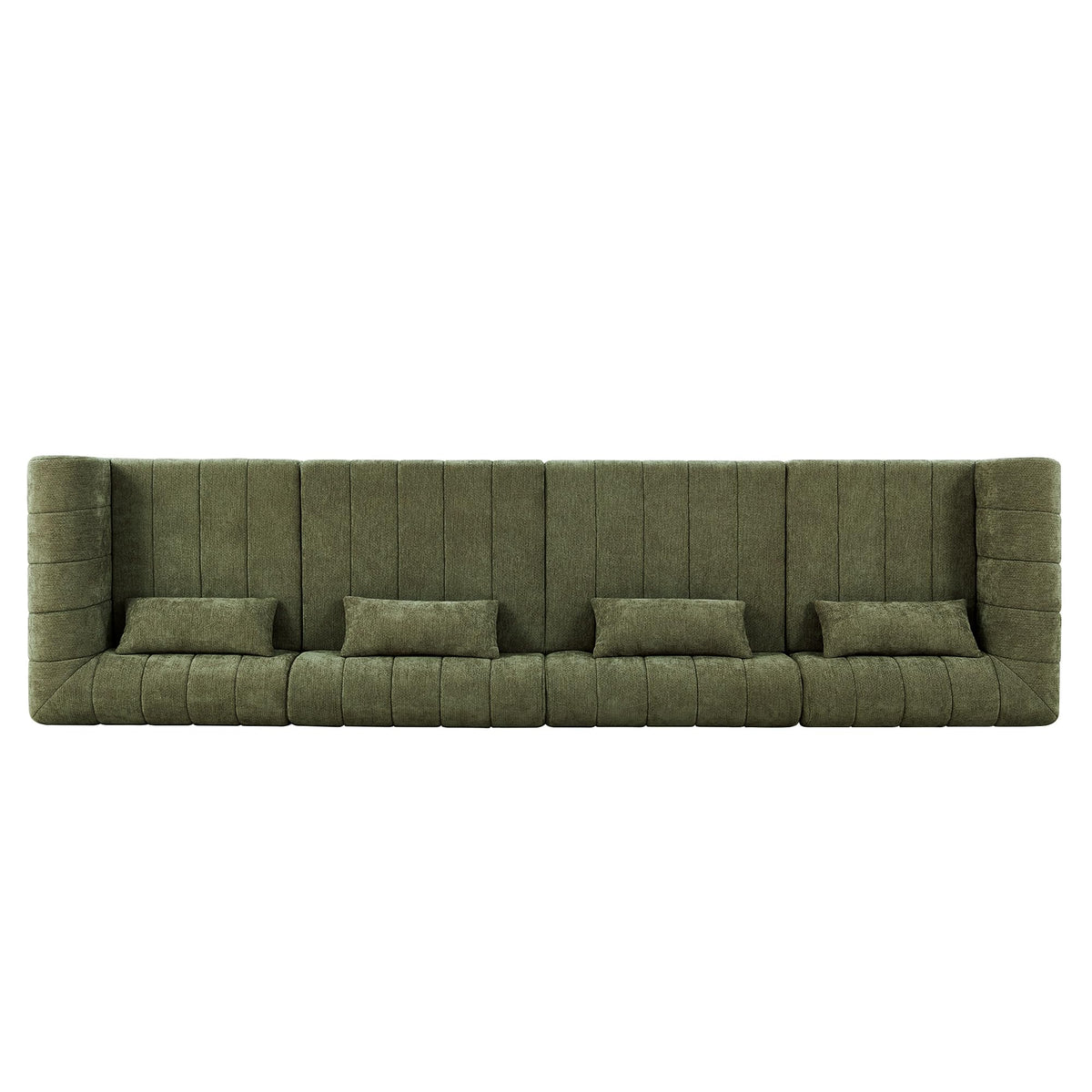 Christopher Knight Home Flarin 145.5" Convertible Sectional Sofa Couch, L-Shape Home Sofa Living Room, 4 Seat Sectional Sleeper Sofa, Fabric Upholstered Comfy Cloud Couch, No Assembly, Olive Green