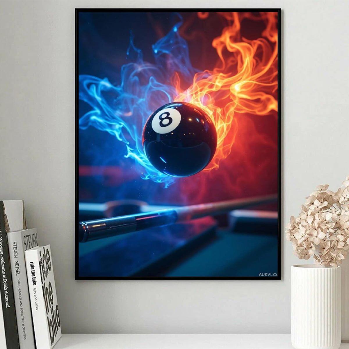 AUKVLZS Billiard Sphere Flaming Duel Diamond Art Kits for Adults, 5D DIY Full Drill Diamond Painting Kits for Adults Beginners, 12x16 in Diamond Painting Kit for Wall Home Decor (No Frame)