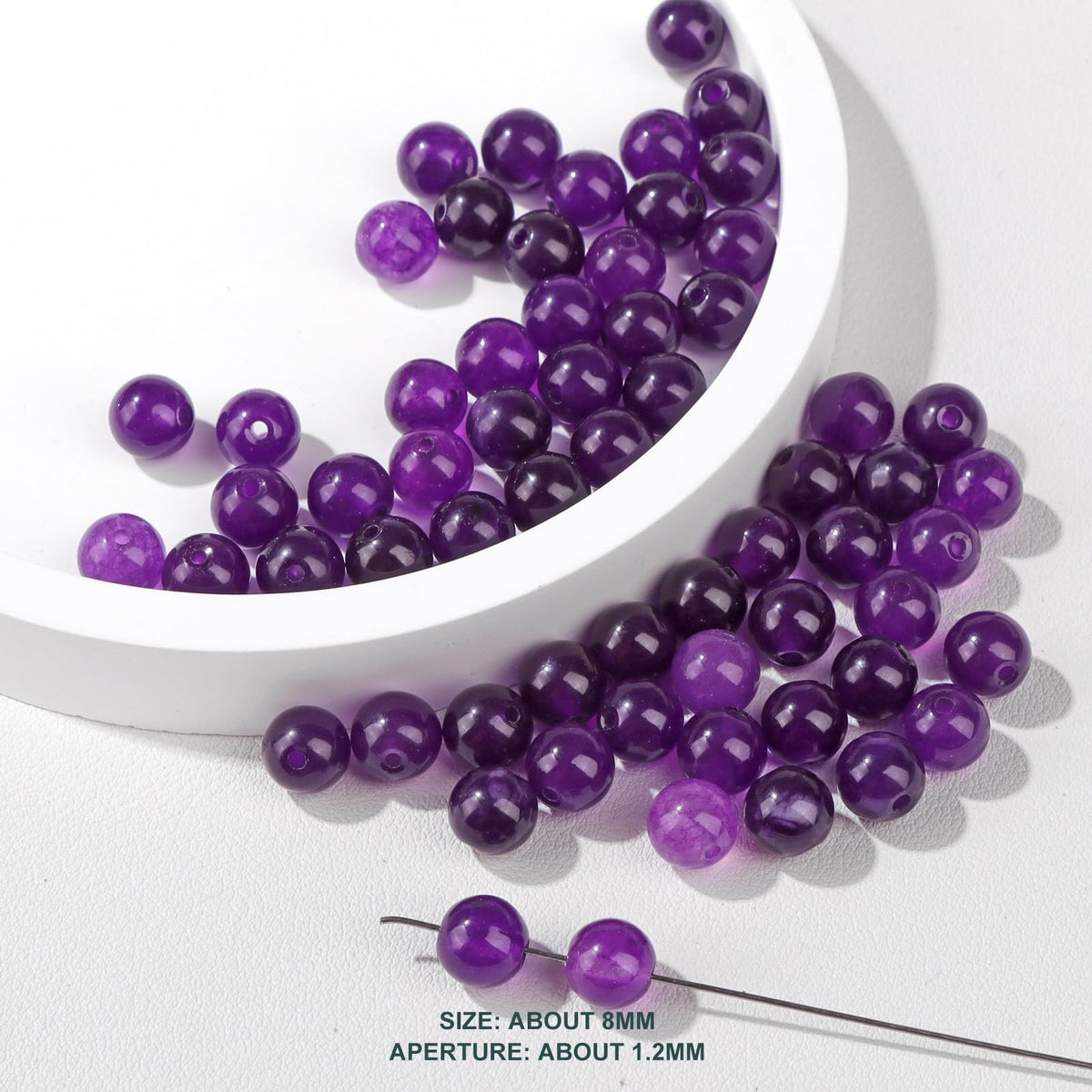 Risyfjew 50PCS 8mm Natural Amethyst Beads Gemstone Round Loose Beads for Jewelry Making Chakra Crystal Stone Beads for Bracelets Necklace Earrings Making Supplies (50pcs/Strand)