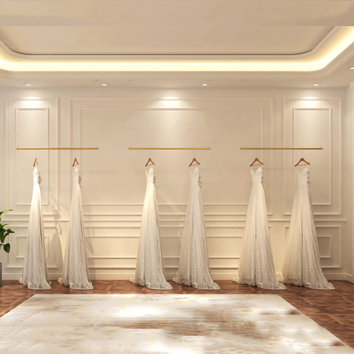 JHNKOJ Clothing Garment Rack Adjustable Height Display Clothes Store Rack Ceiling Wedding Dress Hanging Rack Hanger Storage,Wall Mounted Commercial Bedroom Organiz,3Pcs-80Cm
