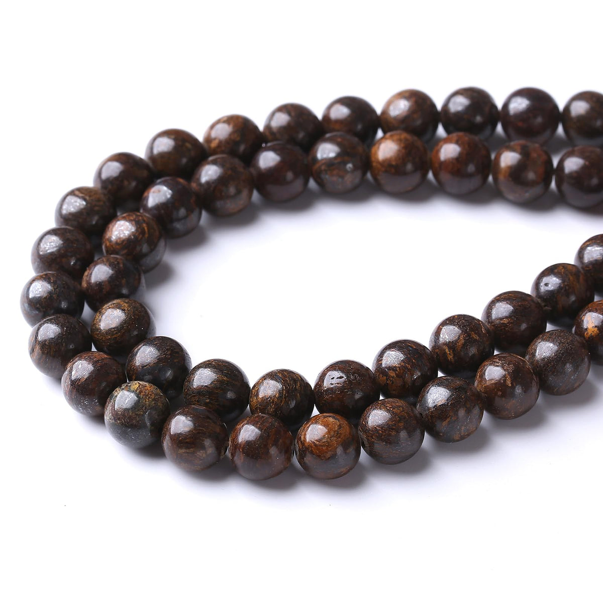 36PCS 10MM Natural Bronze Stone Beads Round Loose Stone Beads for Jewelry Making DIY Energy Stone Healing Power Bracelet 15"